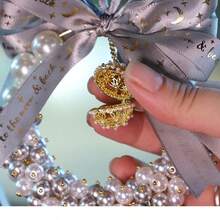 Elegant Crystal Car Hanging Ornament, Heart‑Pattern Bow Ribbon Pearl Decor, Hollow Locket Pendant For Scented Plaster, Rearview Mirror Hanging Accessory, Auto Interior Fragrance Decoration, Perfect Festival & Birthday Gift For Car Owners - multicolor - View 8
