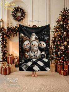 Muroi Mono 1pc Christmas Pattern Blanket, Made Of Flannel Material, Is Soft And Comfortable. It Is Suitable For Beds, Living Rooms And Sofas. It Is Suitable For All Seasons And Is An Excellent Choice For Daily Decorations, Home Decorations And Christmas Gifts. - Christmas - View 1