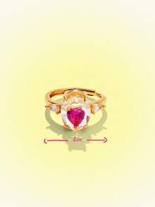 Popjeli Fashion Irregular Love Diamond Ring - Pink - View 8