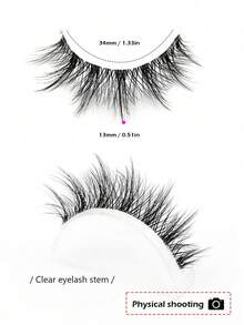 5 Pairs Doll Like Natural False Lashes Transparent Stem Cartoon Fairy Style Cosplay Reusable Must Have Beauty Accessory - Multicolor - View 2