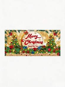 1pc 70.87x43.31 InchChristmas Hanging Banner Backdrop For Party, Holiday Outdoor Scene Decor Garland - Christmas tree - View 5