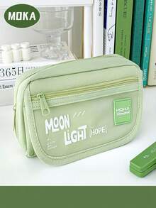 Moon Light Pencil Case, Extra Large Capacity Simple Pencil Box, Aesthetic Student Stationery Bag For School Office Supplies - multicolor - View 4
