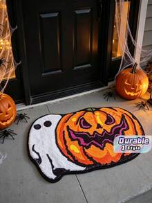 Halloween Imitation Cashmere Doormat, Wear-Resistant Entryway Floor Mat, Easy Care Decorative Rug For Living Room - C - View 1