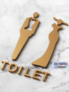 1Pc Acrylic Toilet Sign With 3D Male & Female Symbols, Office & Public Restroom Indication Plaque Best Gifts Birthday Graduation - multicolor - View 1