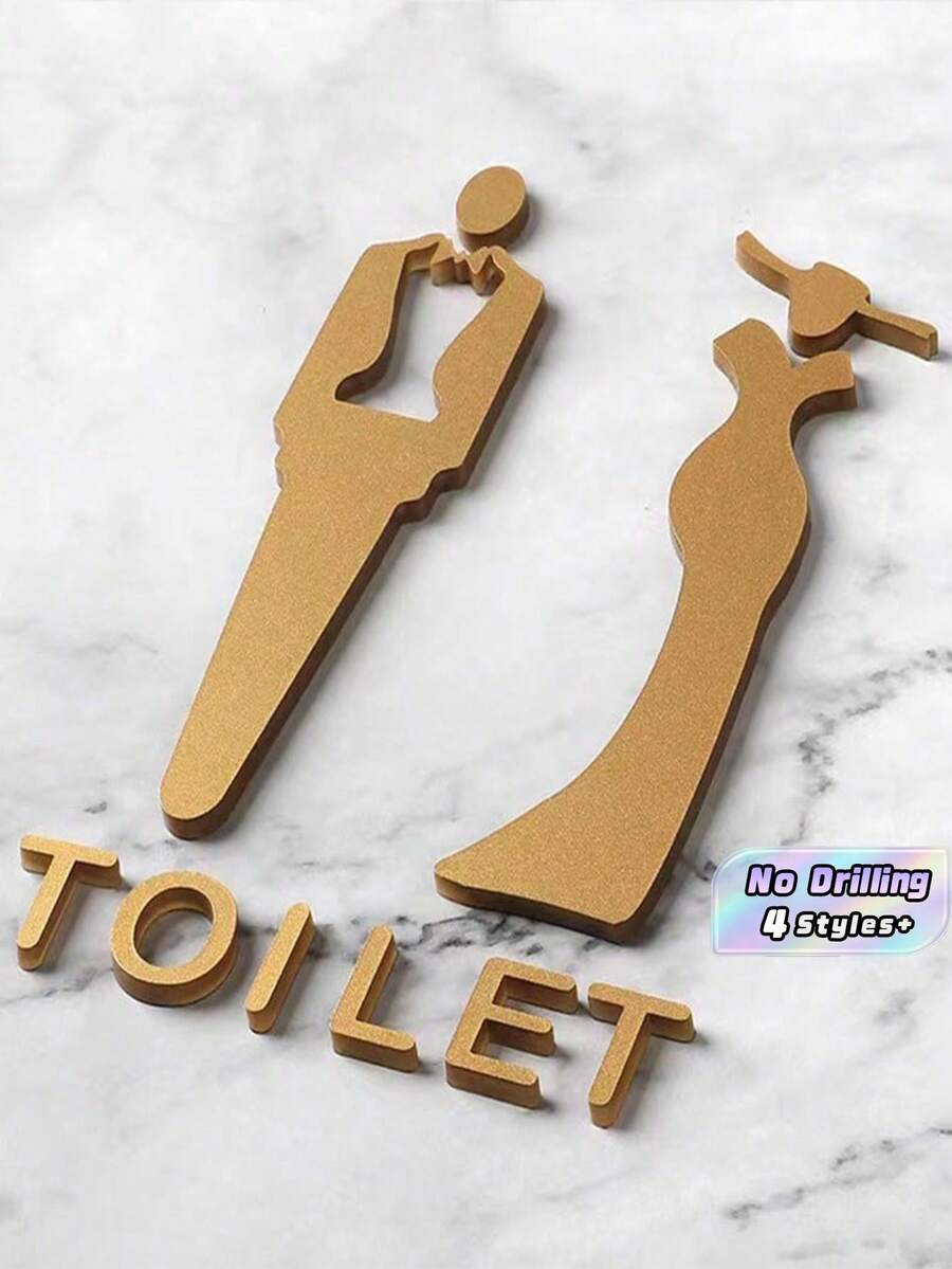 1Pc Acrylic Toilet Sign With 3D Male & Female Symbols, Office & Public Restroom Indication Plaque Best Gifts Birthday Graduation - multicolor - View 1