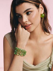 Popjeli Women's Tennis Chain Bracelet Oval Cut Full  Crystal Stone Sparkling Bracelet For Daily Party Jewelry - Oval Green Imitation Swarovski Crystal Bracelet - View 6