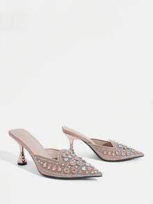 CUCCOO TILAWA Water Drop Pattern Rhinestone Elegant Sexy Pointed Women's High Heels - Exquisite And Fashionable Design, With A Pedal Design Stiletto Women - Champagne - View 3