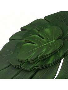 10pcs Artificial Palm Leaves, 3 Kinds Of Tropical Fake Monstera Leaves For Table And Wall Decorations, Jungle Hawaiian Luau Party Birthday Wedding Theme Party - Multicolor - View 8