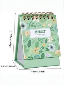 2027 Desk Calendar Spiral Bound Standing Flip Calendar Cute Floral Botanical Design Mini Monthly Planner Aesthetic Desktop Organizer For Home Office Decor - A - View 3