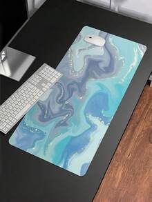 1pc Large Extended Gaming Mouse Pad Gray Green Fluid Pattern Non Slip Rubber Base Desk Mat For Keyboard Mouse Office Home Computer Laptop Smooth Surface Durable Wear Resistant Easy Clean Portable Practical Gift For Gamers Teens Adults - View 2