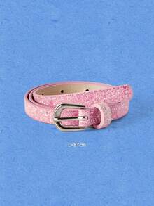 Popjeli Pink Glitter Sequin Thin Waist Belt - Pink - View 6