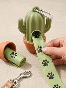 PETSIN 1PC Practical Pet Poop Bag Dispenser Cute Cactus Durable Material Dog Waste Bag Leash-Mountable Compact Pet Waste Container Hands-Free Poop Bag Organizer For Daily Dog Walks Outdoor Activities Great Gift Choice For Dog Owners - Multicolor - View 1