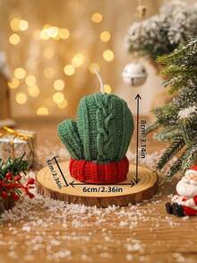 Cirelle 1PC Knitted‑Texture Christmas Mitten Shaped Scented Candle, Cute Winter Glove Decor Wax Candle, Festive Xmas Table Decor Atmosphere Ornament - multicolor - View 12