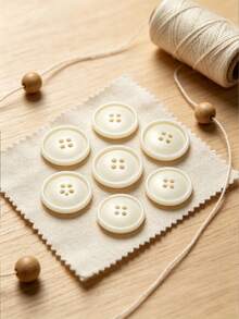 Vintage Imitation Wooden Concave Four-Hole Buttons Multicolor Resin Sewing Fasteners Bulk Supply For Overcoat, Windbreaker, Suit, Handmade Garment Sewing Supplies - White - View 5