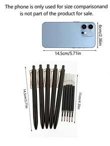 10Pcs V-Shaped Metal Pen Clip Push-Type Neutral Pen With A Heavy Feel, Business Signature Pen - multicolor - View 4
