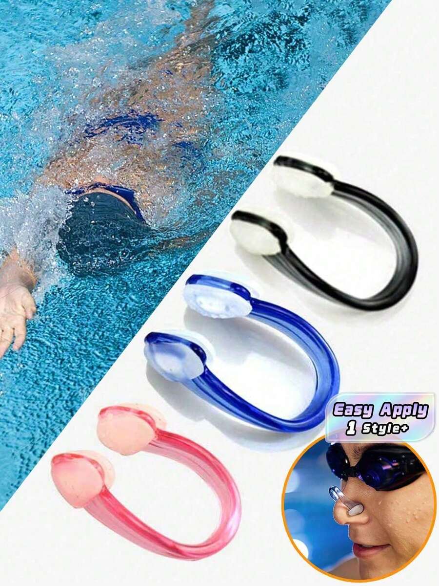 2PCS Silicone Swim Nose Clip Textured Bumps Non-Slip Seal For Professional Training Swimming Pool Water Sports Prevent Inhalation Easy Wear Lightweight Portable For Men Women Adults Fitness Vacation - Random style - View 1