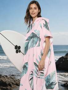 1pc Hooded Surf Changing Robe, Wearable Beach Towel, Quick-Dry Microfiber Wetsuit Changing Towel With Pockets, Suitable For Male And Female Surfers - Multicolor - View 5
