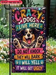1PC 2D Flat "Beware Of Dog" Garden Flag, Durable Polyester Single-Sided For Yard, Lawn, Patio, Home, Beach, Summer Holiday Outdoor Decor, No Pole Included - multicolor - View 7