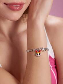 THE POWERPUFF GIRLS X SHEIN 銀合金甜美可愛愛心吊墜手鍊，適合日常配戴，情人節禮物，春夏海灘度假 - 彩色 - 查看 6