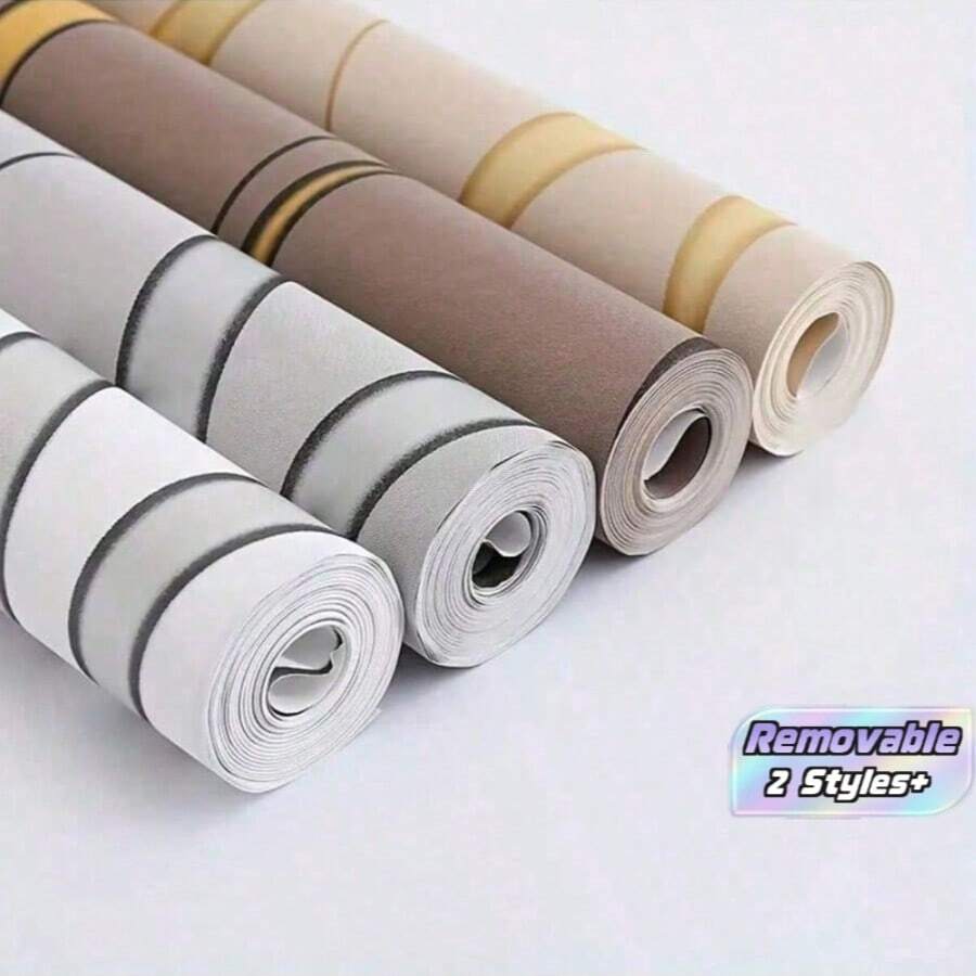 1 Roll Of Modern 3D Water Ripple Self-Adhesive Wallpaper RollBeige Curved Vinyl Easy To Tear Adhesive Sticker Suitable For Living Room Kitchen Bedroom Dormitory Decoration And Furniture Renovation Home Decoration - Beige - View 1