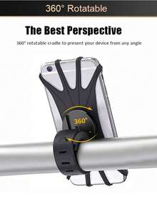 1 pieza Soporte multifuncional para teléfono de bicicleta de montaña de silicona con función de rotación de 360 grados para ciclismo al aire libre - Negro - Ver 4