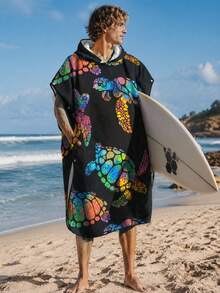 1pc Hooded Surf Changing Robe, Wearable Beach Towel, Quick-Dry Microfiber Wetsuit Changing Towel With Pockets, Suitable For Male And Female Surfers - Multicolor - View 10