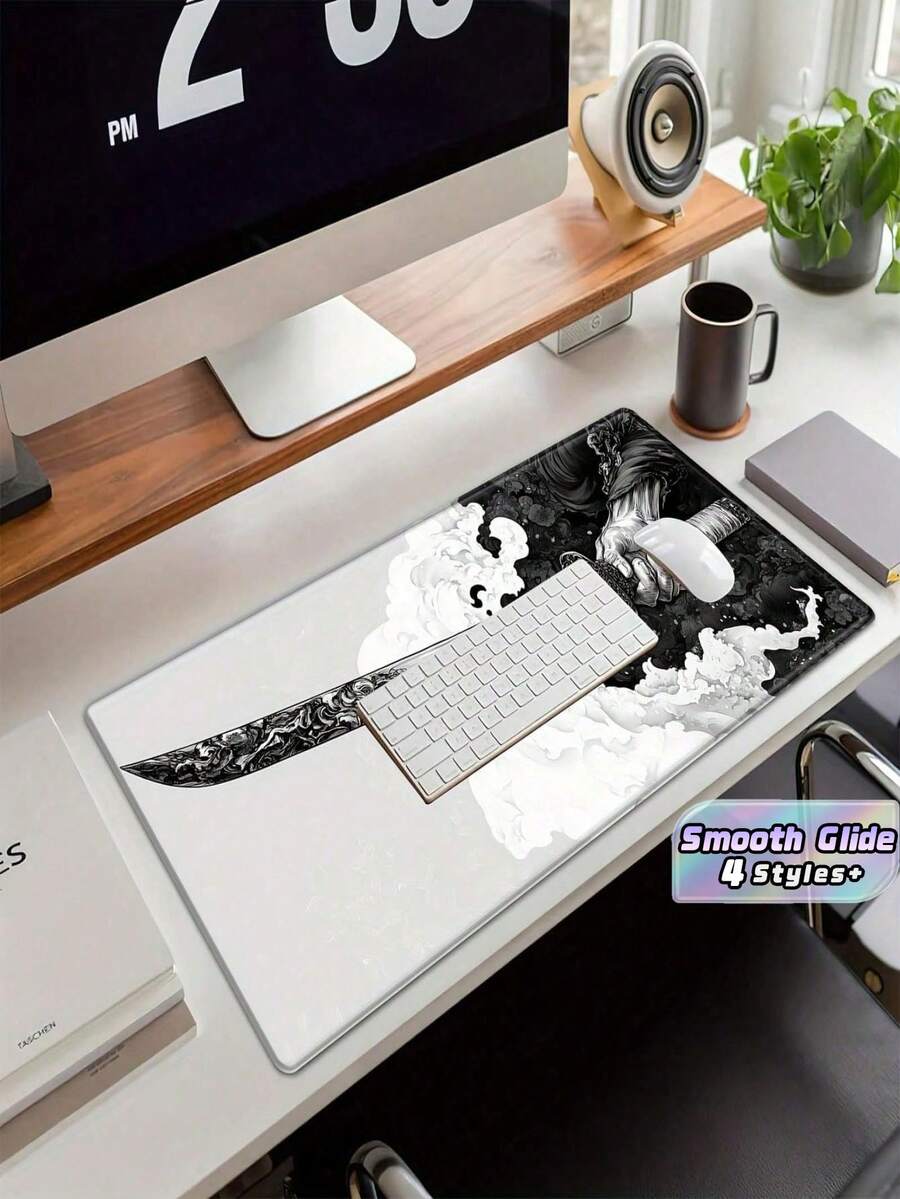1pc Gaming Mouse Pad, Elongated, Suitable For Laptop Keyboards, Non Slip Rubber Base, Sewn Edge Design, Suitable For Home Office Computer Keyboards And Laptops. - multicolor - View 1