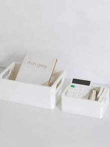 Large Capacity Multi Grid Desktop Organizer Box Minimalist Solid Color Thickened Pp Plastic Anti Slip Dustproof Stationery Sundries Storage Holder For Pen Eraser Student Office Back To School Supplies - multicolor - View 7