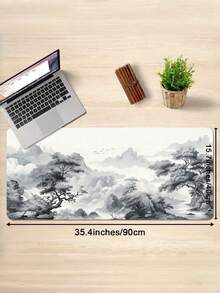 1pc Large Art Mousepad White Black Desk Protector Mat Extended Non Slip Rubber Edge Computer Pad For Office Home Keyboard Mouse Smooth Surface Durable Wear Resistant Easy Clean Portable Practical Gift For Gamers Teens Adults Holiday - View 7