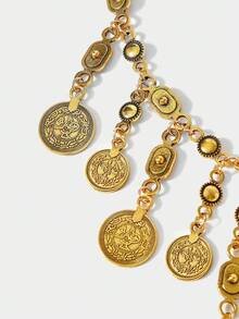 SHECARRY 1pc Vintage Coin Tassel Metal Bag Chain, Bohemian Style Accessory For Vacation, Party - Gold - View 4