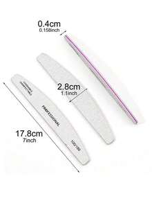 25pcs Crescent-Shaped Professional Nail Files, With 80/80 Grit, 100/180 Grit Nail File Strips - Grey - View 7