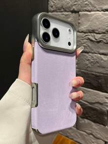 1件裝奢華牛仔軟皮革手機殼 防震布料邊框 品牌風布紋全包防摔耐刮 纖薄貼合保護殼 適用 17 Air 16 15 14 Plus 13 12 11 Pro Max 質感日常時尚手機殼 - 粉色 - 查看 4