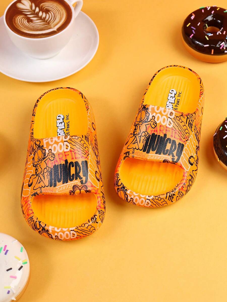 SHEIN Children's Summer Outdoor Non-Slip EVA Sandals Cute Cartoon Pattern Breathable Flip-Flops Fashion Slippers - Yellow - View 1