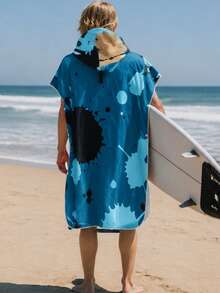 1pc Hooded Surf Changing Robe, Wearable Beach Towel, Quick-Dry Microfiber Wetsuit Changing Towel With Pockets, Suitable For Male And Female Surfers - Multicolor - View 2