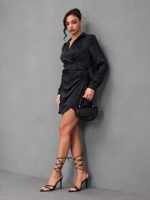 CUCCOO SZL Black Stilettos Pointed Strap Around The Ankle Thin Heel Sandals, Commuter Workplace Model - Black - View 7