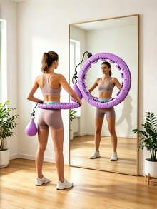 1PC SMART WEIGHTED ADJUSTABLE DETACHABLE 24 KNOTS FITNESS HOOP WITH 360 DEGREE MASSAGE AUTO SPINNING BALL NON DROPPING DIGITAL COUNTER FOR HOME GYM WEIGHT LOSS SLIMMING WORKOUT EXERCISE EQUIPMENT - Multicolor 1 - View 2