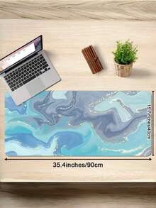 1pc Large Extended Gaming Mouse Pad Gray Green Fluid Pattern Non Slip Rubber Base Desk Mat For Keyboard Mouse Office Home Computer Laptop Smooth Surface Durable Wear Resistant Easy Clean Portable Practical Gift For Gamers Teens Adults - View 5