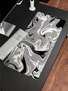 1PC Extended Non Slip Rubber Base Smooth Cloth Surface Black Fluid Abstract Swirl Artistic Pattern Gaming Mouse Pad Large Computer Desk Mat Keyboard Pad Office Home Workstation Protector Laptop Accessory Gift For Gamers Friends Esports - View 6
