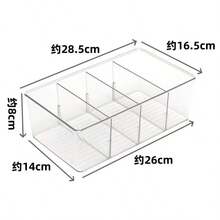 Clear Plastic Storage Bin With 3 Removable Dividers, Stackable Organizer Container For Spices & Condiments, Fridge & Cabinet Storage Organizer, Ideal For Kitchen Pantry Refrigerator Organization - transparent color - View 7