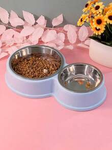 Pet Bowl In 8 Shape Of Stainless Steel With Anti-Slip And Plastic Double For Dogs/Cats - One Piece - Multicolor - View 9