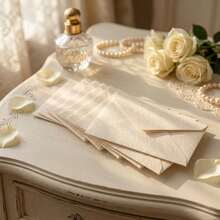 10/20/50pcs Cream White Wood Grain Envelope (16.5*11cm(6.5*4.33in) Envelope Minimalist Artistic Style Triangle Seal Design Delicate Texture Vintage Atmosphere Soft Light Texture Suitable For Wedding Invitations, Business Invitations, - multicolor - View 7