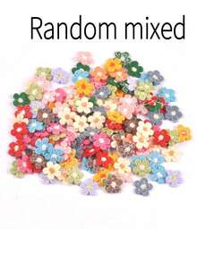 50pcs 1.5cm Multi-Color 5-Petal Flower Trim (Without Adhesive Backing), DIY Craft Material For Clothing, Hat Decor, Assorted Colors - multicolor - View 3