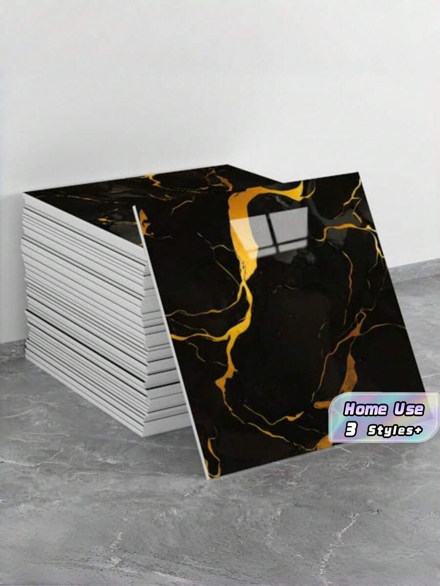 22 Pcs 3D Imitation Marble Ceramic Tile Wall Stickers Thick Self Adhesive PVC Panels Easy Install Strong Backing Irregular Vein Pattern Must Have Home Decor Accessory - multicolor - View 1