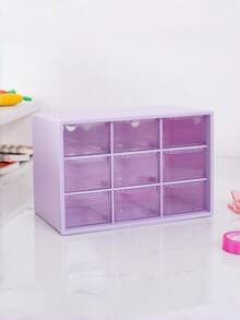 1Pc 9‑Grid Drawer Storage Box, 5 Colors Available, PP Material, Stackable Divided Organizer For Cosmetics, Jewelry, Office Supplies, Desktop Drawer Organizer - Multicolor - View 6
