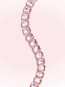 Popjeli 18k Gold-Plated Exaggerated Full Diamond Light Luxury Retro Pink Crystal Necklace Fashionable Personalized Simple Necklace - Pink - View 5