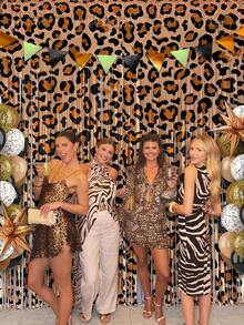 2PCS/Set Cheetah Print Foil Fringe Curtains Birthday Decorations, 3.28 X 6.56 Ft Leopard Print Fringe Backdrop Cheetah Photo Booth Props Animal Birthday Party Decorations Favor Supplies - Leopard Print - View 5