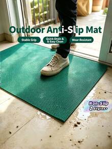 1PC Hollow Out Non-Slip Bath Mat, Thick Quick Drying Shower Floor Rug For Bathroom, Ventilated Kitchen Mat For Entryway Sink Area, Drainage Hole Design For Wet Rooms, Practical Home Floor Accessory - Green hollow non-slip pad - View 1
