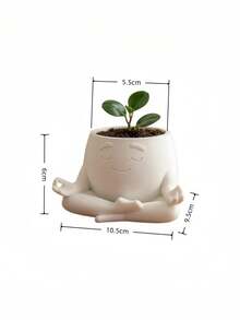 1PC 3D PRINTED CREATIVE HEART SHAPED MULTIFUNCTIONAL CUTE FLOWER POT PLANTER FOR SUCCULENT GREEN PLANTS HOME OFFICE DESK DECORATION GARDEN BALCONY INDOOR GIFT - White - View 2