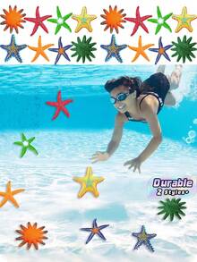8 Pack-Large Dive Pool Supplies, Beach Color Starfish Summer Swimming Underwater Pool Soft Rubber Diving Blanket, Birthday Pool Party Gift Fish Tank Filler, Pool Party Decoration, Summer Pool Water Games - one size fits all - View 1