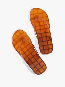 Grefit Spring And Summer New Round Toe Flat Bottom Casual Vacation Simple Transparent Brown Flat Bottom Sandals Slippers Women's Flip-Flops - transparent brown - View 10